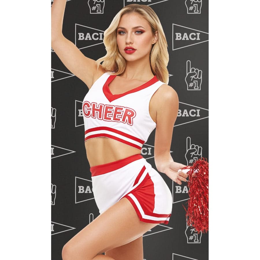 Baci Game Day Hottie 4'lü Cheerleader Costume beyaz kırmızı
