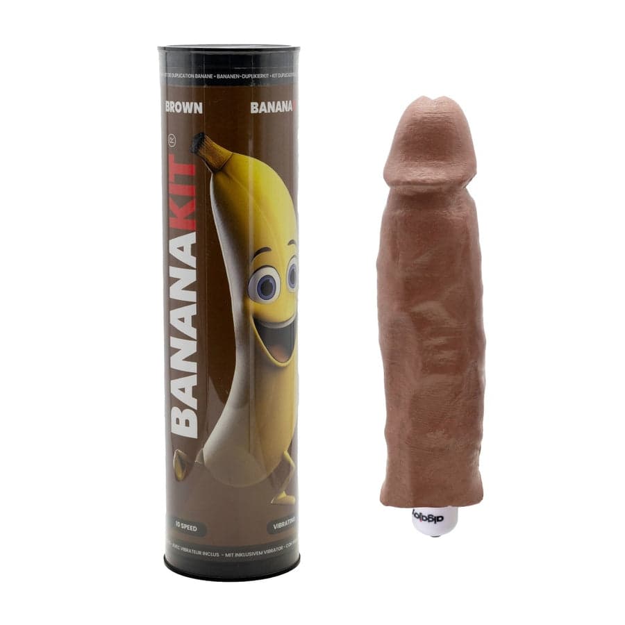 Banana Kit Penis kalıp kiti ile vibratör kahverengi