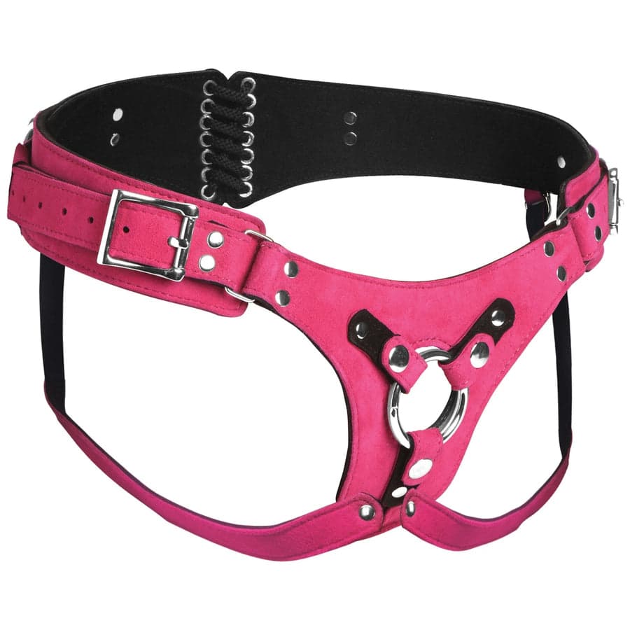 Strap U Bodice Deluxe deri Corset harness pembe